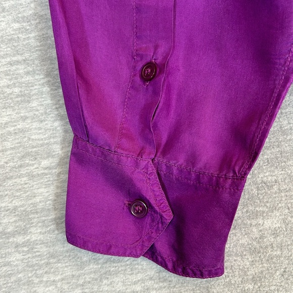 MONTAGE Silk Extra Long Oversized 2 Pocket Button Up Shirt - Picture 12 of 16